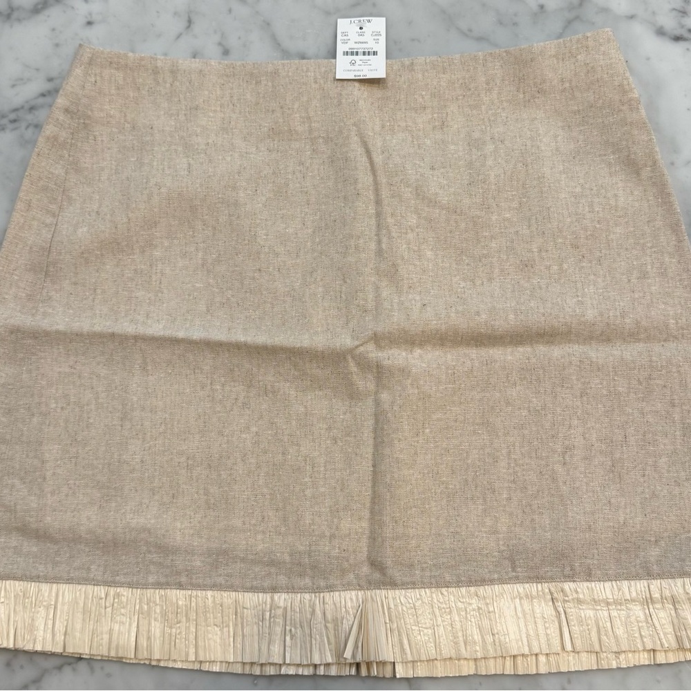J Crew new straw trim linen blend Skirt - Picture 3 of 4